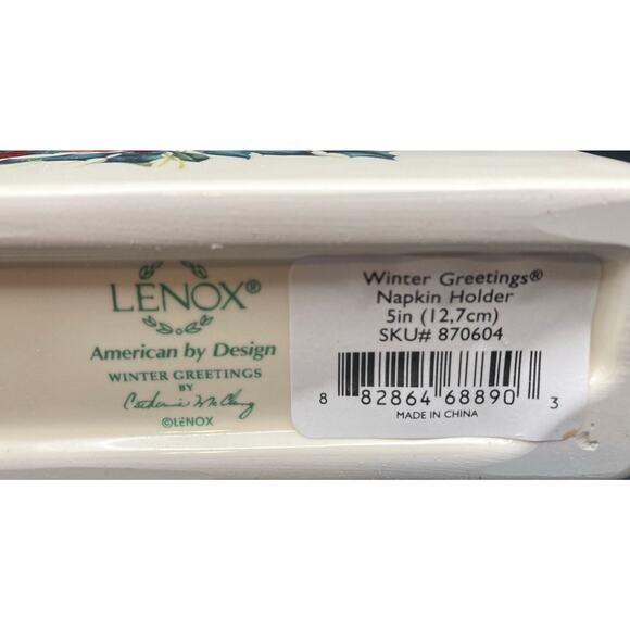 Lenox Winter Greetings Red Cardinal Napkin Holder Porcelain American By Design - Picture 6 of 8